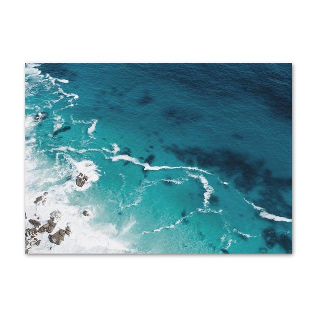 Coastline Blue Ocean Wall Poster Print Sea Reef Nordic Canvas Painting Landscape Modern Home Picture Decoration Living Room Art