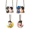 New Car Decor Swing Pendant Cute Couple on Swing Moon Rearview Mirror Interior Romantic Couple Accessories Ornament Gifts