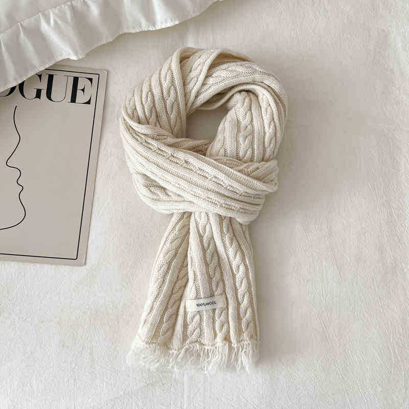 Delicate Twist Solid Color Wool Scarf Female Soft Couple Scarf