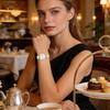 Watch Butterfly Analog Stainless Steel Elastic Stretch Band Arabic Sunray Party Gift for White Friend Women's Charm Quartz, Sparkling, Bangle,