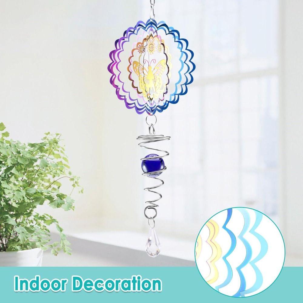 Color Gradient Wind Spinner Spiral Ball Rotating Hanging Art 3D Wind Chime  Window