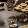 Vintage Carved Crystal Cup Elegant Thick Bottom Cocktail Glass Creative Transparent Whiskey Glass Cups Suitable for Gift Giving