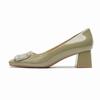 8-Mary Jane shoes women's head patent leather medium heel rhinestone square buckle shoes women's shallow thick heel single shoes autumn
