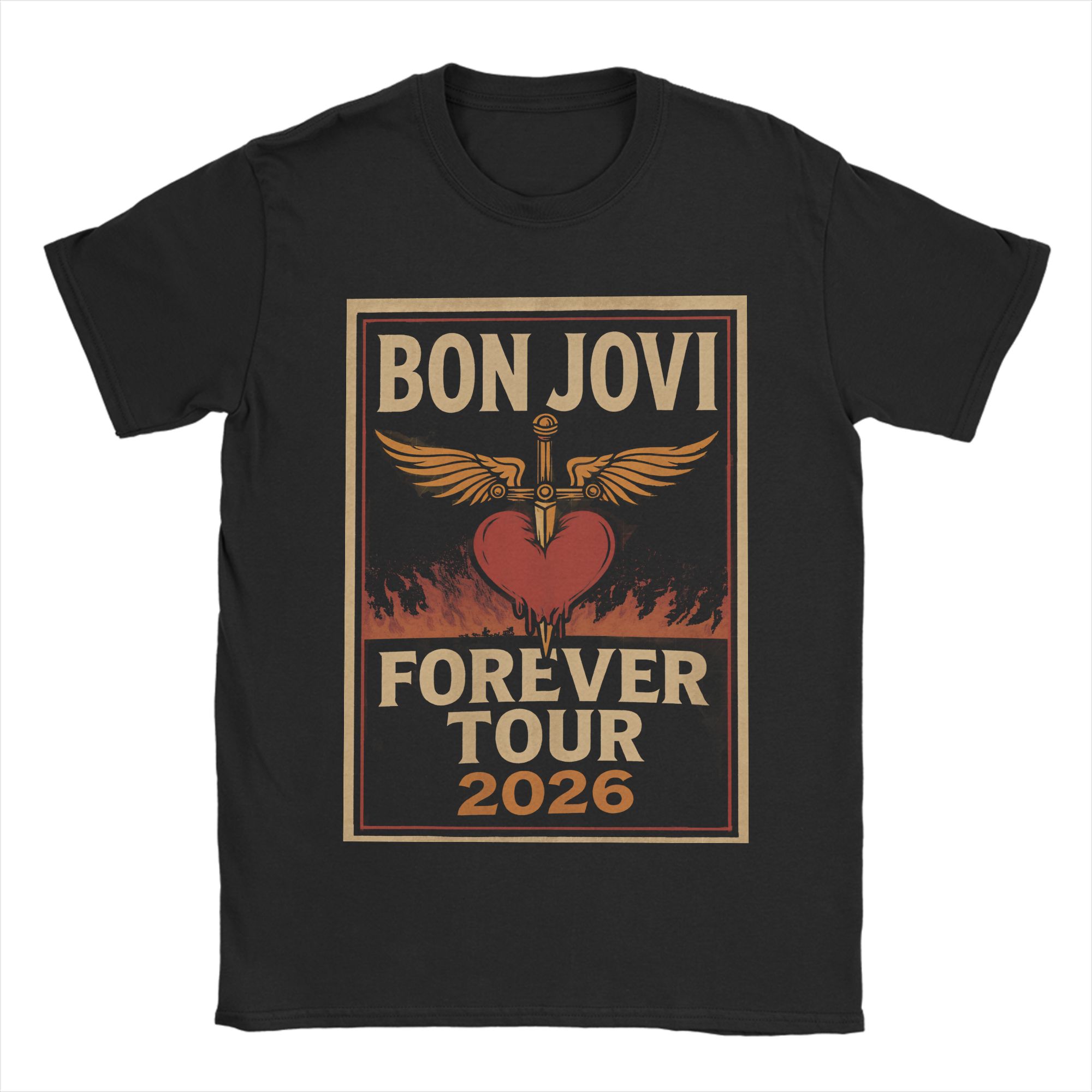 Bon Jovi Forever Tour 2026 Heart Sword T-shirt S