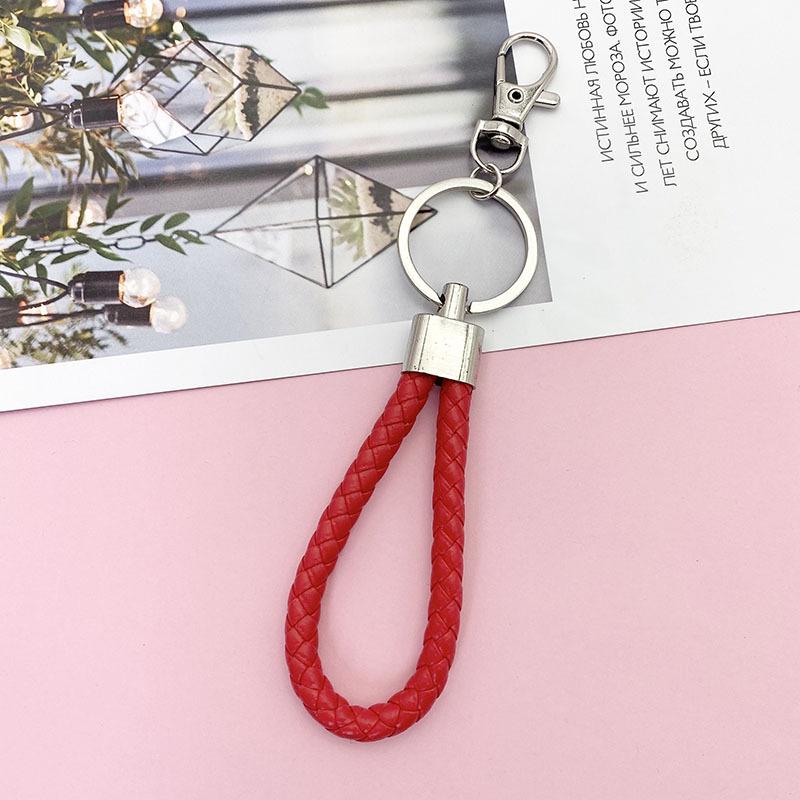 Braided Leather Car Keychain - Unisex Waist-Hanging Bag Charm Keyring