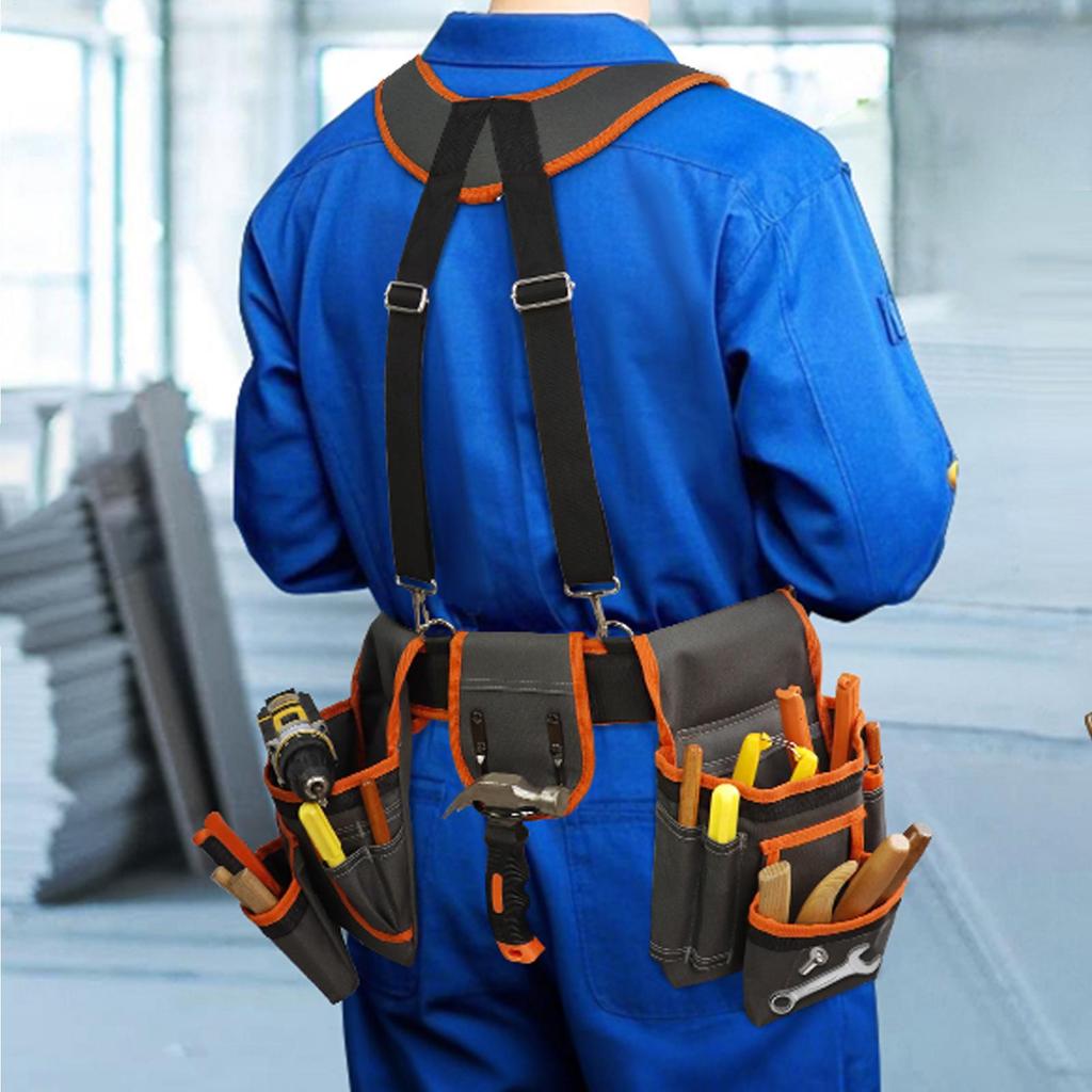 Tool Belt For Men Detachable With 2 Magnetic Pouches 18-Pocket Heavy Duty Utility Belt For Electric Wiring Framing Construction