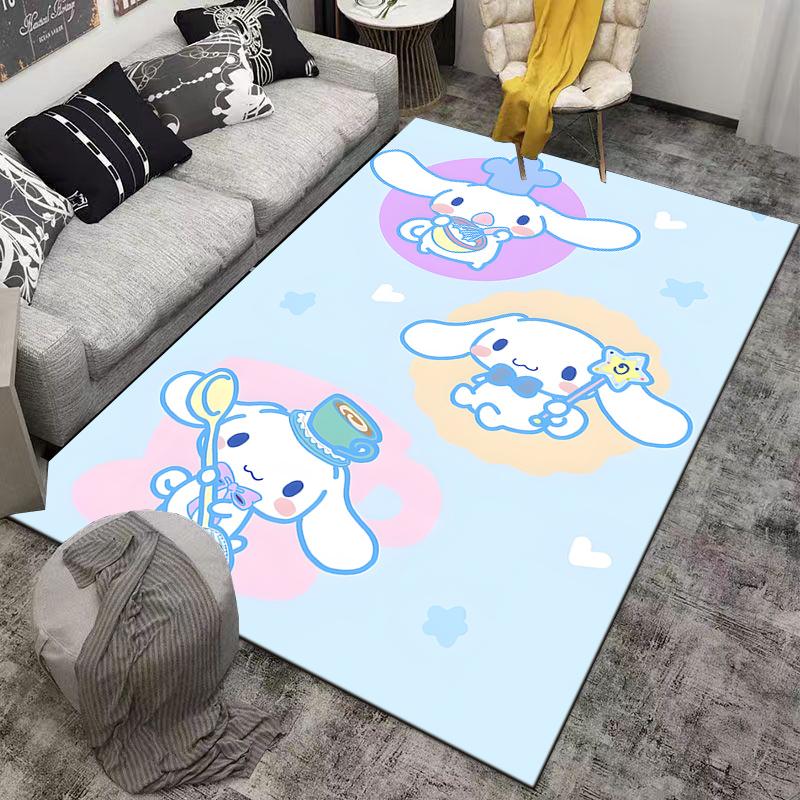 Cute Rabbit Characters on Dreamy Carpet Suitable for use as an anti-slip game mat for living room and bedroom sofas