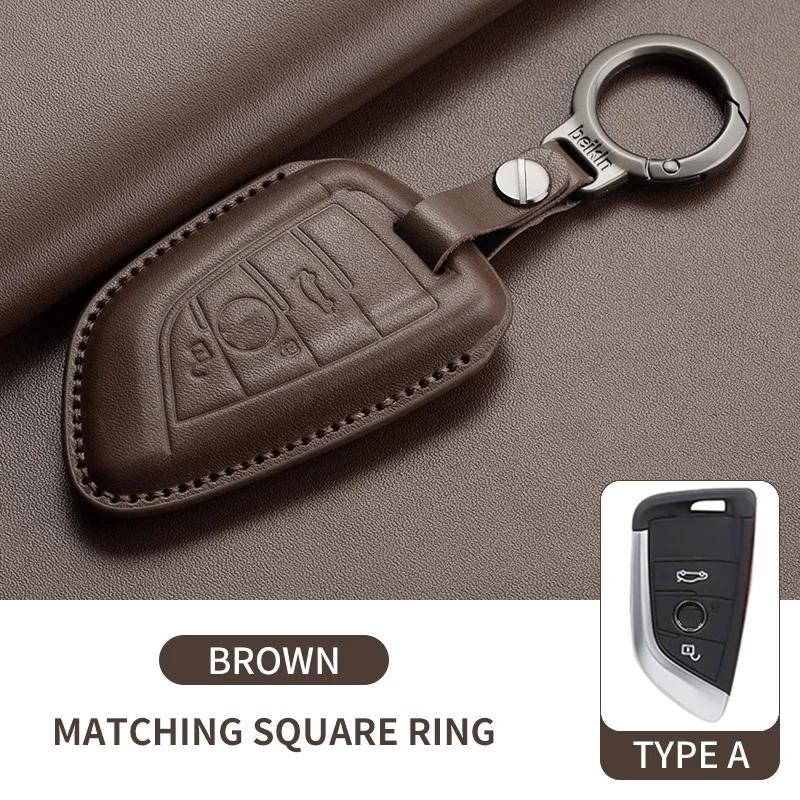 Leather Car Key Case Cover For BMW 3 4 5 6 Series X1 X2 X3 X4 X5 F10 F20 M3 M4 E34 E36 525 320i 2025 Key Shell Car Accessories