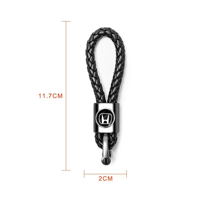 2025 Car New Honda Metal+Braided Car Key Chain Key Ring Key Lanyard Car Emblem For Honda Civic Mugen Accord Odyssey JAZZ CRV Fit