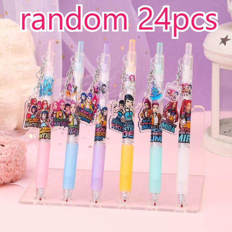Cute Acrylic Pendant Gel Pen K-POP Demon Hunters ST Tip Press Pen Black Ink Writing Pen 0.5mm for School Stationery Gift