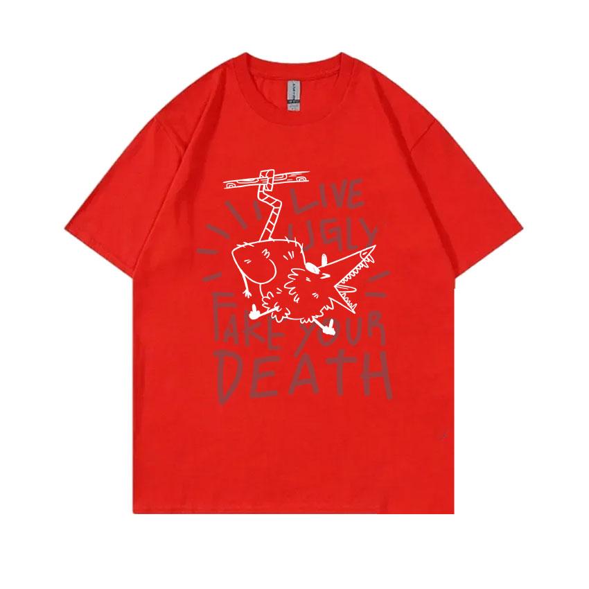 

Live Ugly Fake Your Death Tshirt Funny Rat Meme Tshirt Unisex Women Casual Oversized Tops Short Sleeve Unisexs Pure Cotton T Shirts S