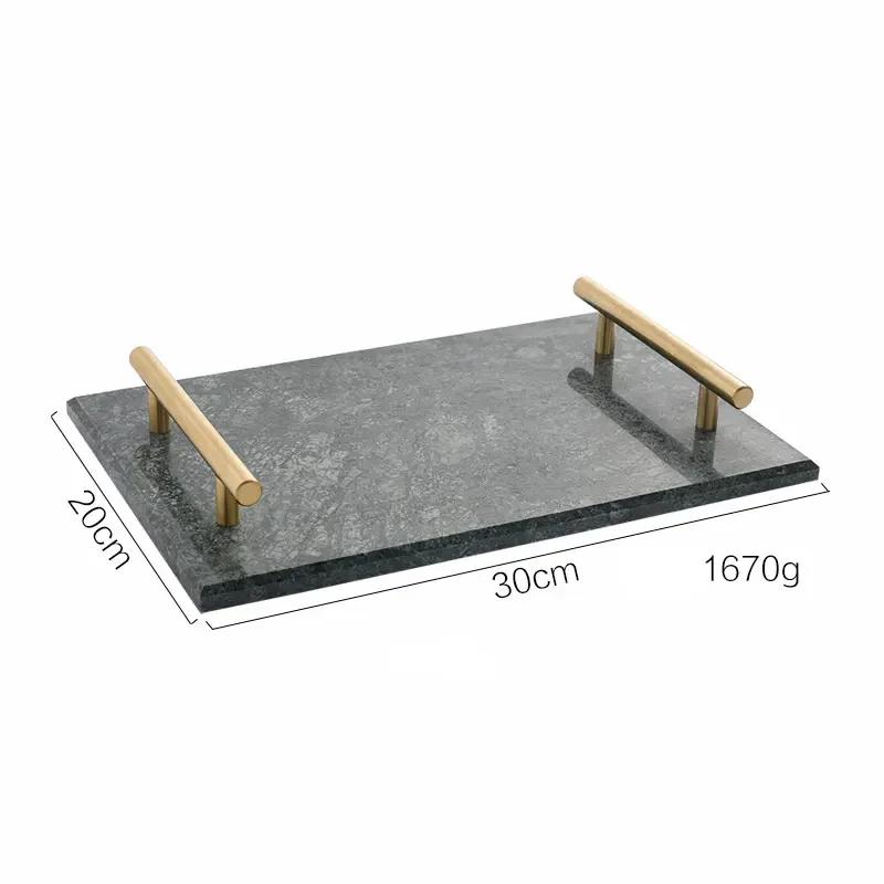 Nordic Storage Tray Light with Gold Handle Trinket Ring Plate Wedding Gift Home Decor Luxurious Natural Marble Jewelr Trays