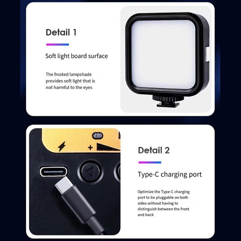 Rechargeable Triple Color LED Video Light 1200mAh Battery For Camera Smartphone Photography Live Streaming