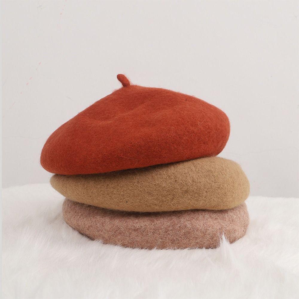 Woolen Warm Winter Kids Berets Solid Color Baby Pumpkin Cap Infant Winter Beanie  For Baby Girl