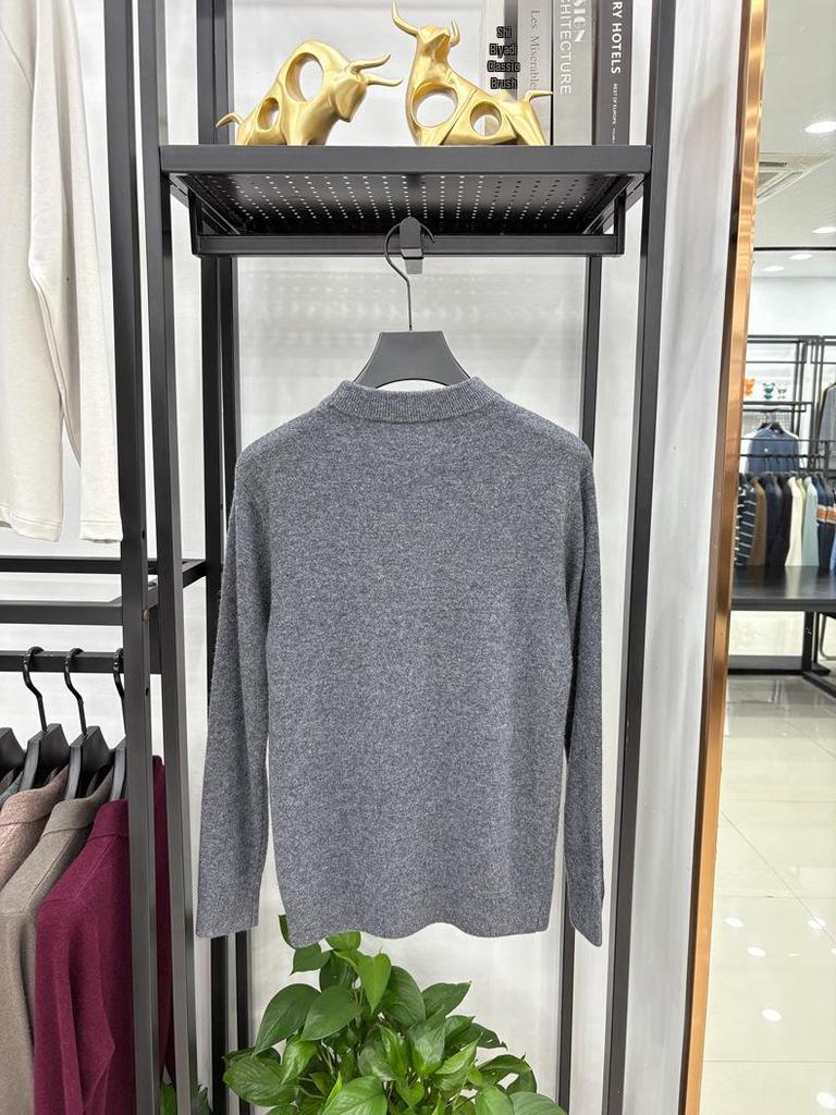 Men's 100% Pure Merino Wool Sweater - Solid Color Half-High Neck for Autumn/Winter 2025