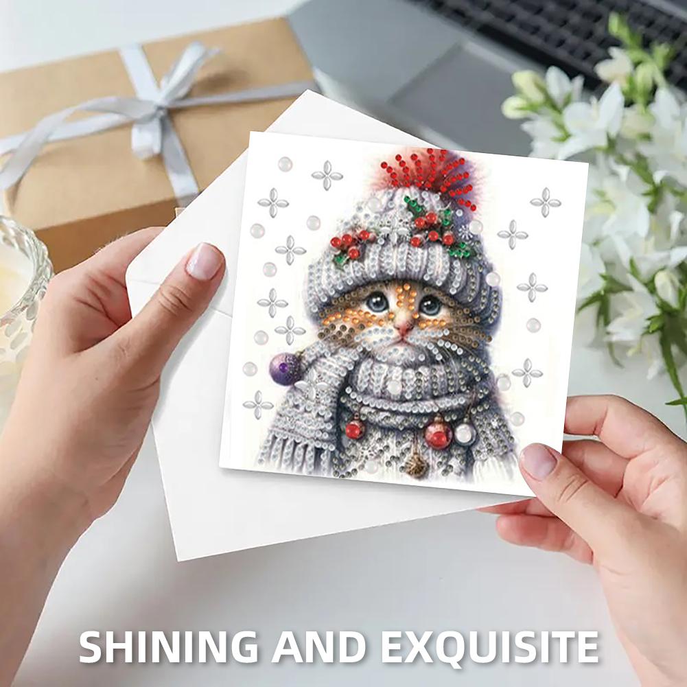 6PCS DIY Animal Pattern Diamond Art Greeting Cards Diamond Art Handmade Cards for Christmas Birthdays Thanksgiving and Holidays