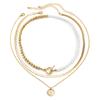 Retro Simple Imitation Pearl Tag Necklace, Hip-Hop Trend Round Bead Snake Bone Chain Necklace