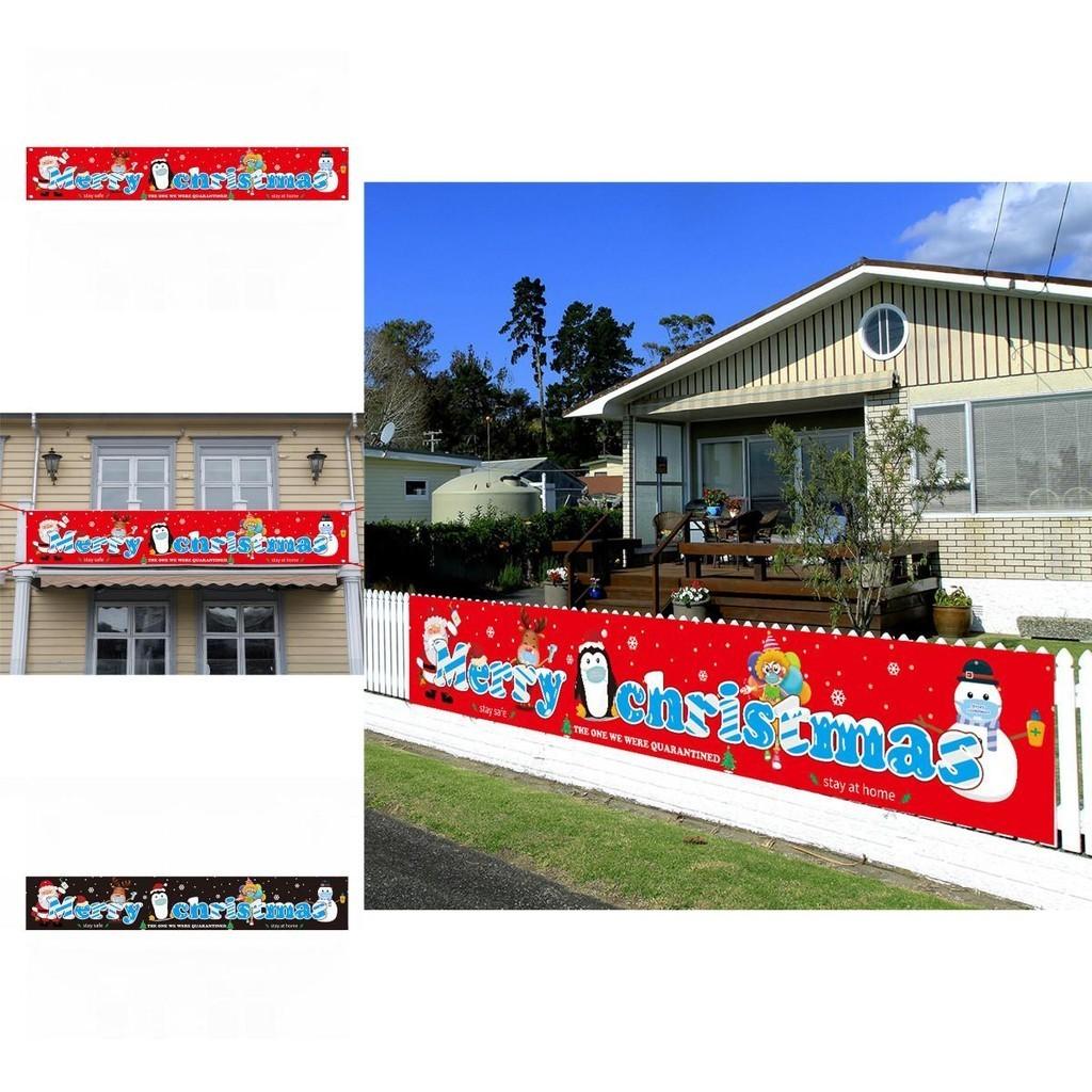 Merry Christmas Banner Featuring Santa Claus And Elk For Quarantine Outdoor Holiday Dcor