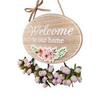 DYS Welcome Sign for Front Door, Entrance Door Plate, Pastoral Wooden Hanging Plaque Home Outdoor Wall Decor