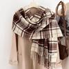 Plaid Korean Style Scarf 2025: Imitation Cashmere, Tassel Shawl for Autumn/Winter, Warm Thick Neck Warmer for Couples