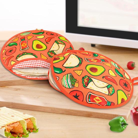 Ohřívač tortill 12palcový Sáček na ohřívání tortill Velký kulatý izolovaný sáček na tacos pizzu Účinný ohřívač jídla pro domov pikniky