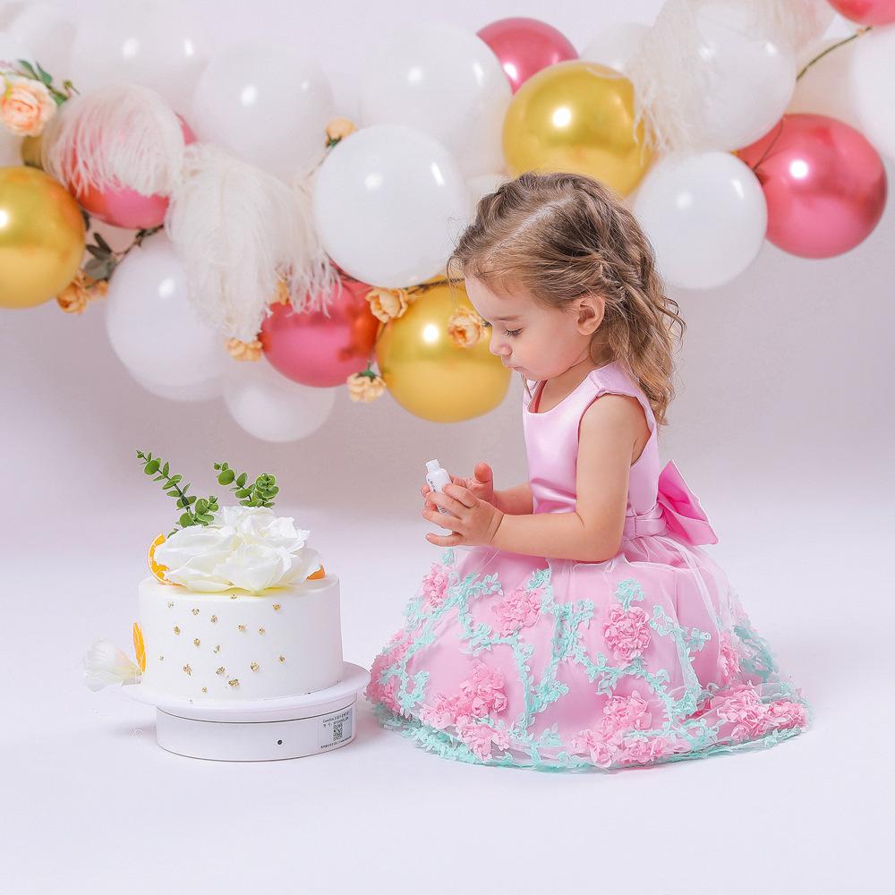 open lace back dress Purple Ruffles Soft Pink Birthday Party Wear Dress for Baby Girls – HOUSE  OF CLAIRE main image 1