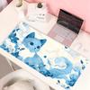 White Black Cat Leather Mouse Pad PC Green Plants Flower Gaming Keyboard Rug Laptop Anime Gamer Cabint Mousepad Cute Desk Mat