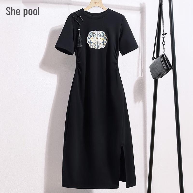 SheChi New Chinese Style Embroidered Mid-Length Dress S