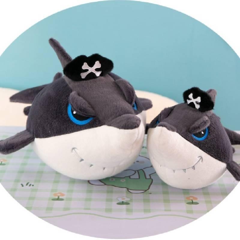 Adorable Pirate Shark Plush Toy Pillow Soft Stuffed Animal For Birthday Gifts