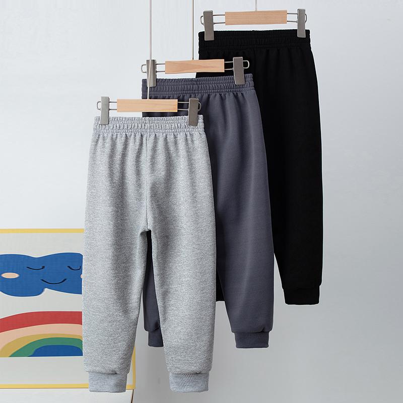 Children's Autumn and Winter Pure Color Simple KING Letter Printed Harem Pants for Boys and Girls Leisure Sports Joker Pants