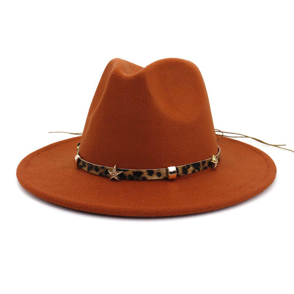 Womens Felt Hat Черный шерсть Леопард 