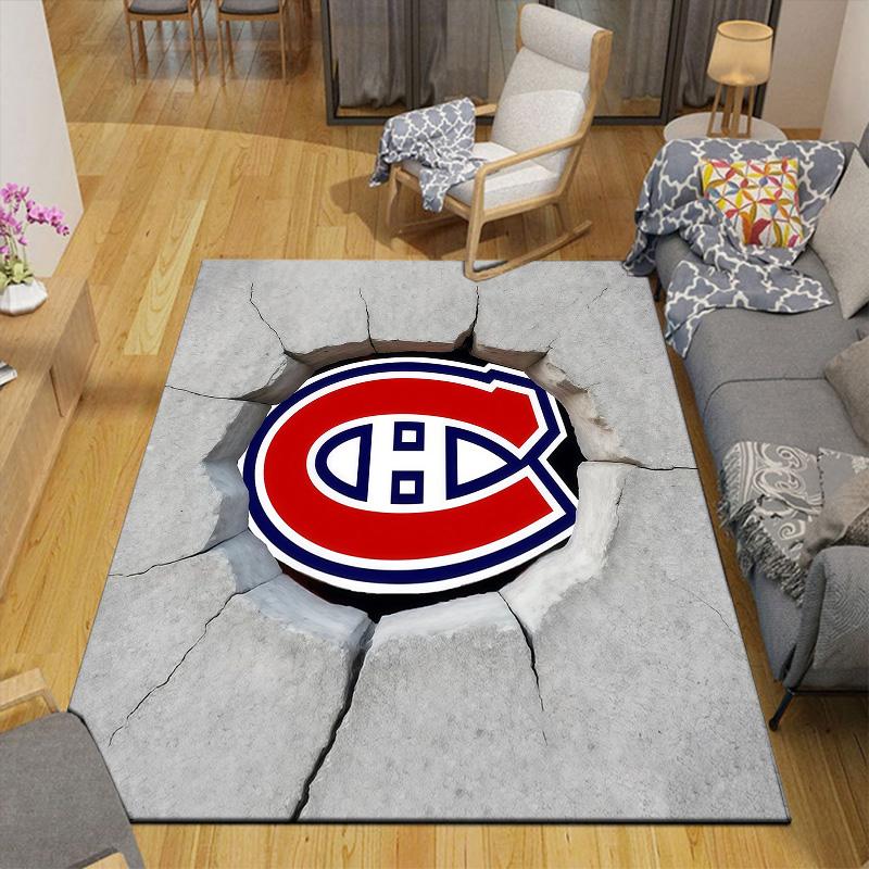 Montreal Canadiens2 Flannel Pattern Square Carpet,Area Rug,Carpet Rug for Living Room Bedroom Sofa Playroom Decor,Non-slip Floor Mat