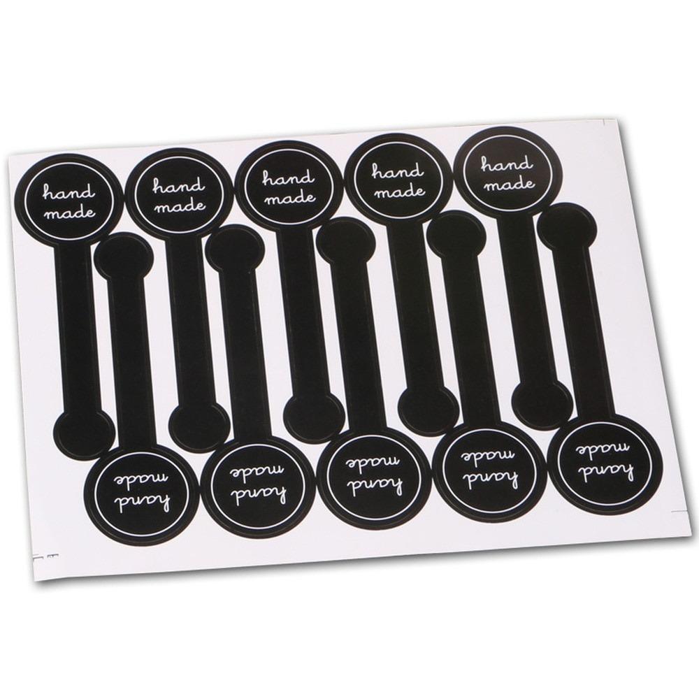100Pcs Adhesive Long Style "HAND MADE" Black Handmade Cake Packaging Sealing Label Kraft Sticker Baking DIY Gift Stickers