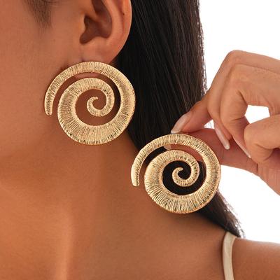 KunJoe Punk Hip Hop Spiral Große Runde Ohrstecker für Damen Trendige Geometrie Schnecke Piercing Ohrringe Weibliche Party Ohrdekoration