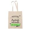 Tote Bag - PLANETEE - Tote Bag - Coton Beige Imprimé France - Motif Assistante Maternelle - Anses Solides