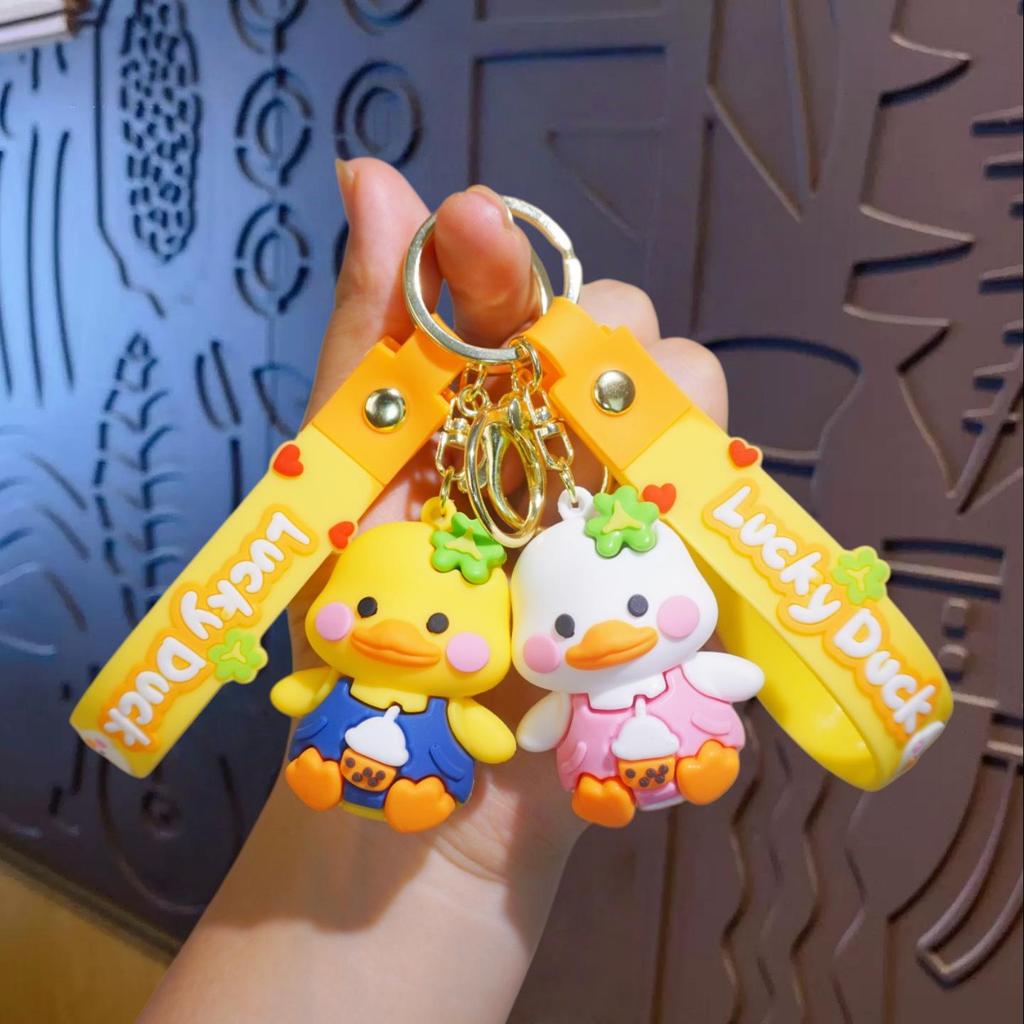 Entzückender Enten-Schlüsselanhänger: Weicher Gummi-Tier-Persönlichkeits-Anhänger für Taschen, Autos und mehr