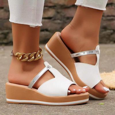 Womens Summer Casual Beach Thick-soled Slippers Wedge Heel Non-slip Sandals Fashionable Open Toe Women's Shoes Plus Size 43
