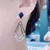 Black Double Layer Hollow Geometric Pendant Stud Earrings for Women New Style Elegant and Charming Ladies Wedding Party Jewelry