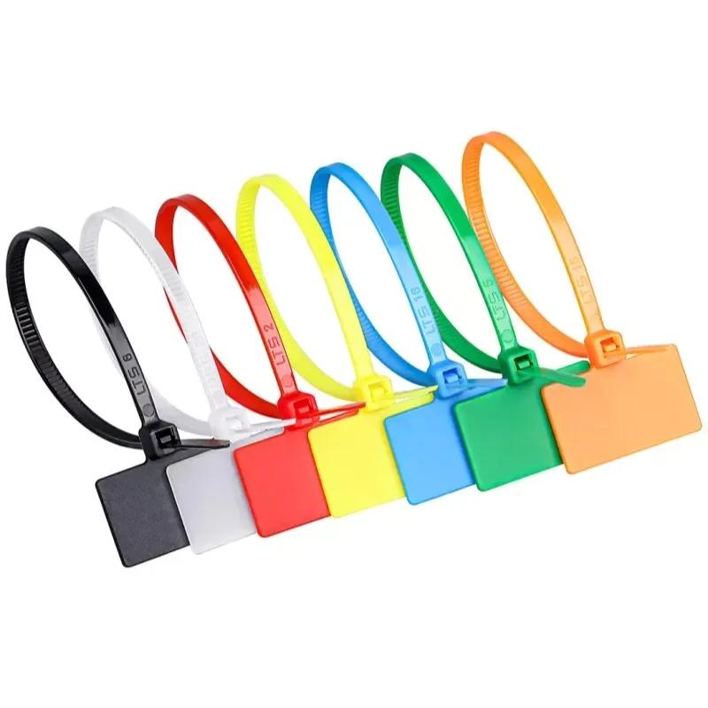 Hongtu Self-Locking Nylon Zip Ties Assortment - 3x100mm, 4x150mm, 4x200mm | Plastic Cable Ties with Tag Labels for Cable Marking