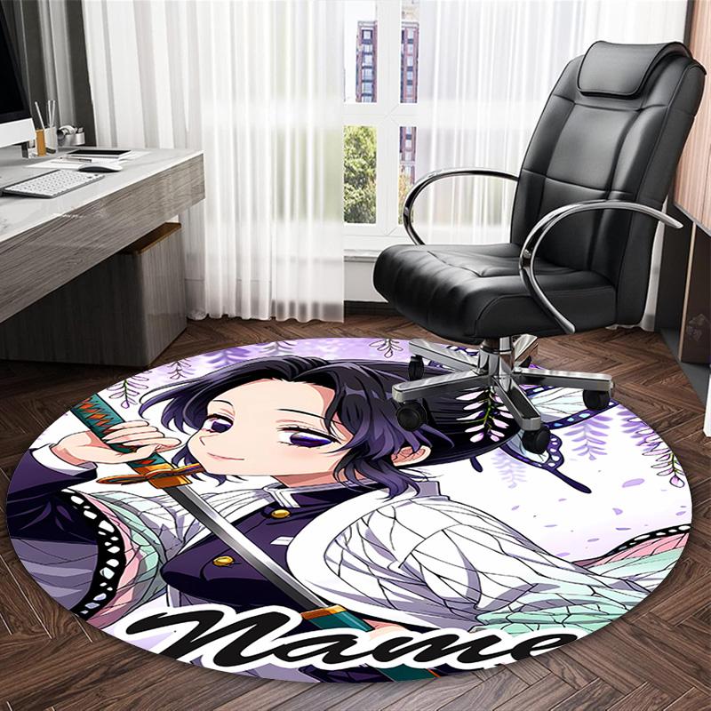 Customizable Demon Slayer6 Round Non-Slip Carpet - Ideal for Garden, Picnic, Office, Perfect for Decoration, Suitable For All Seasons