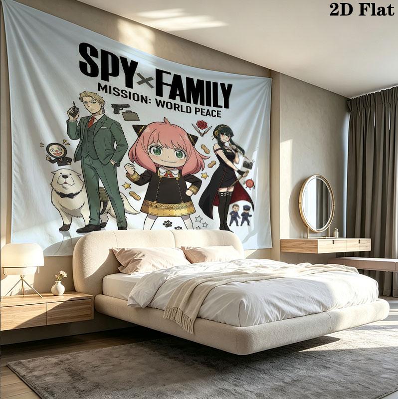 Spy Family Wall Tapestry Aesthetic Wall Hanging Printed Fabric Blanket Decorative Tapestries For Bedroom Living Room Home Decor