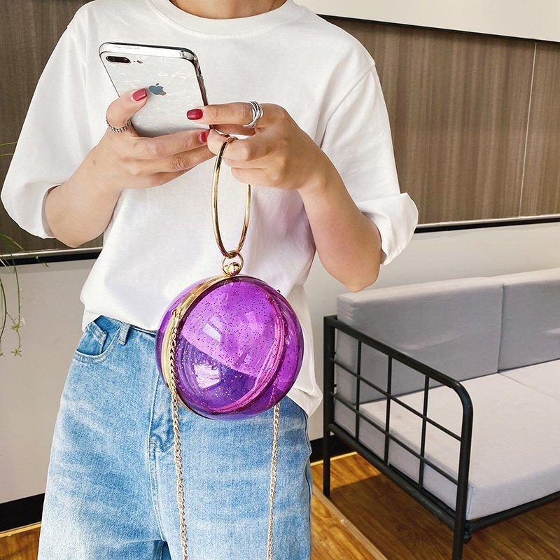 Bags transparent bag women's acrylic 2025 new Korean version versatile spherical chain girl shoulder messenger bag