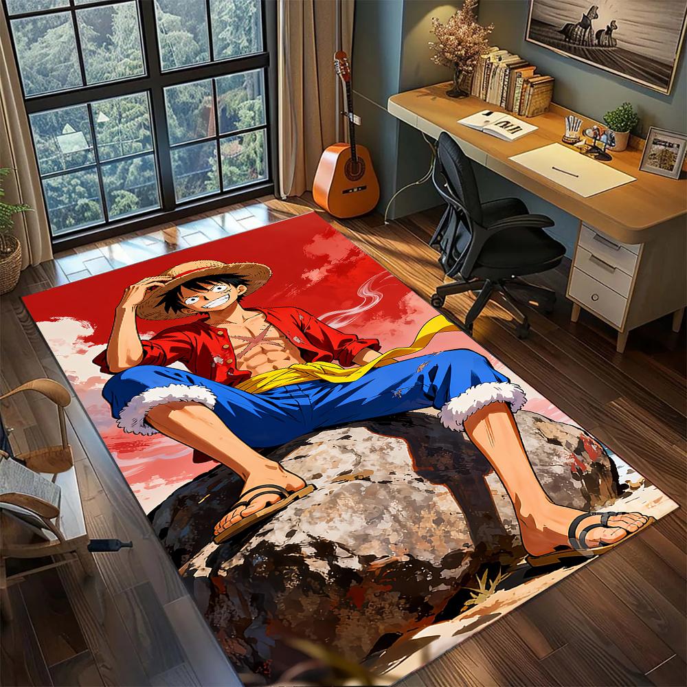 

Epic One Piece Luffy Battle Scene Rug Carpet Large Area Rug Non Slip Washable Floor Mat Gamer Room Bedroom Home Decor 60x90cm