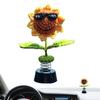 Crochet Car Decorations Sunflower Frog Duck Bobblehead Car Decor Animated Bobble Dancer Car Decor Aesthetic Accessories For