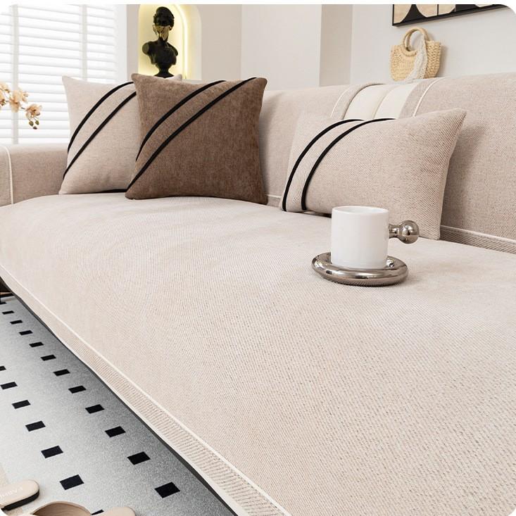 New Light Luxury Sofa Cover Pad High-End Chenier Non-Slip Seat Cushion Four-Season Universal Straight Sofa Cover Cloth
