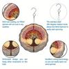 Beautiful Red Maple Tree Pattern Metal Hanging Wind Chime Outdoor Decorative Kinetic Garden Art for Halloween Christmas Thanksgiving Birthday