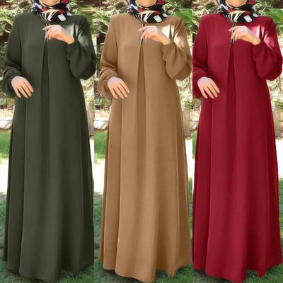 Muslim Women Long Sleeve Abaya Dress Stand Collar Musulman Dubai  Kaftan Turkish Cloth Maxi Dresses