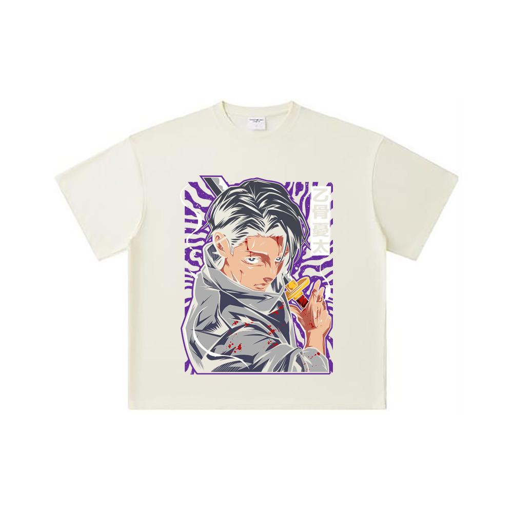 

260 GSM Double Yarn 32 Count 100% Cotton Jujutsu Kaisen V53 Yuta Print Unisex Heavy Cotton T Shirt S