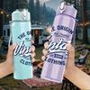 1PC The Original Vintage Clothing Badge Print 750ml Color Plastic Sports Water Bottle Leakproof Flip Straw Lid Suitable for Sports Office Home Use
