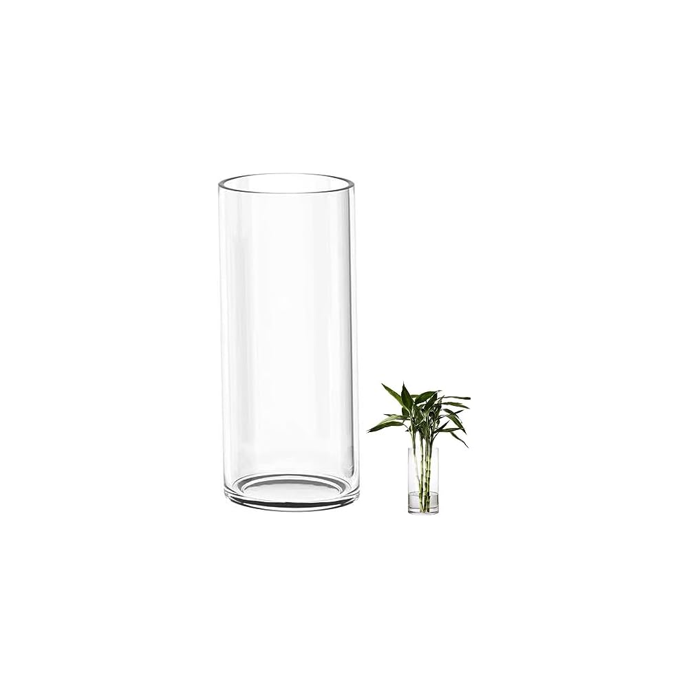 DARENYI Large Glass Vase, 40cm Tall, Clear, Cylindrical Flower Vase, Suitable for Decorating Living